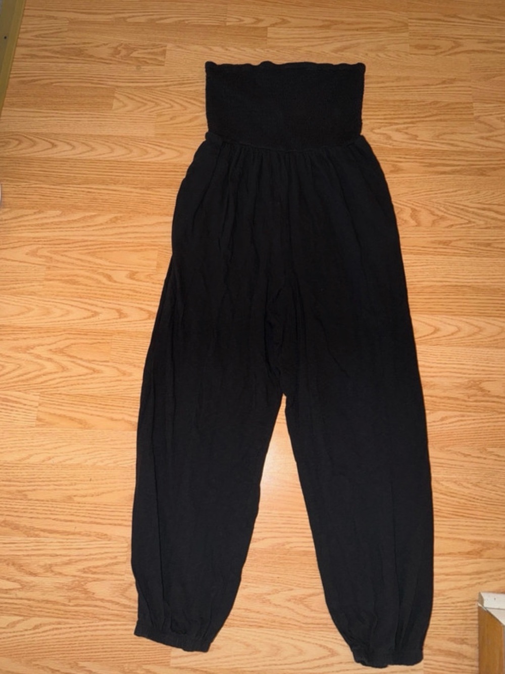 American Eagle Black Strapless Elastic Waist Jumpsuit